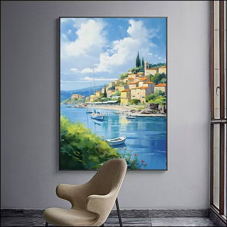 تصویر محصول: 地中海风景 秋韵图客厅沙发落地画壁画玄关过道挂画油画装饰画