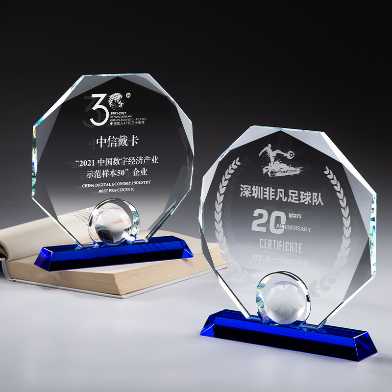创意水晶奖杯定制定做足球篮球高尔夫球比赛颁奖年会订制奖牌制作 — تصویر 4