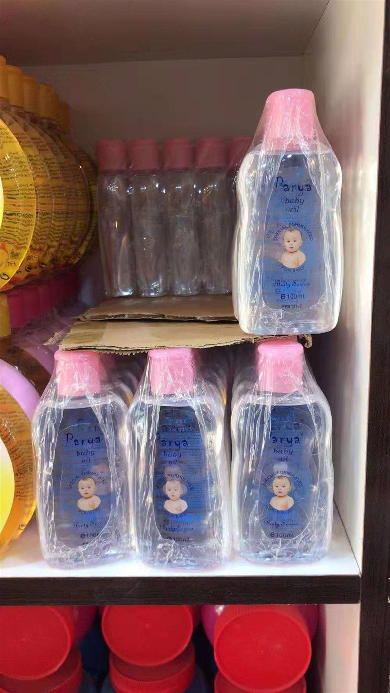 厂家批发外贸英文出口宝宝润肤油按摩BB油推拿儿童Baby oil 100ml 专供出口 — تصویر 2