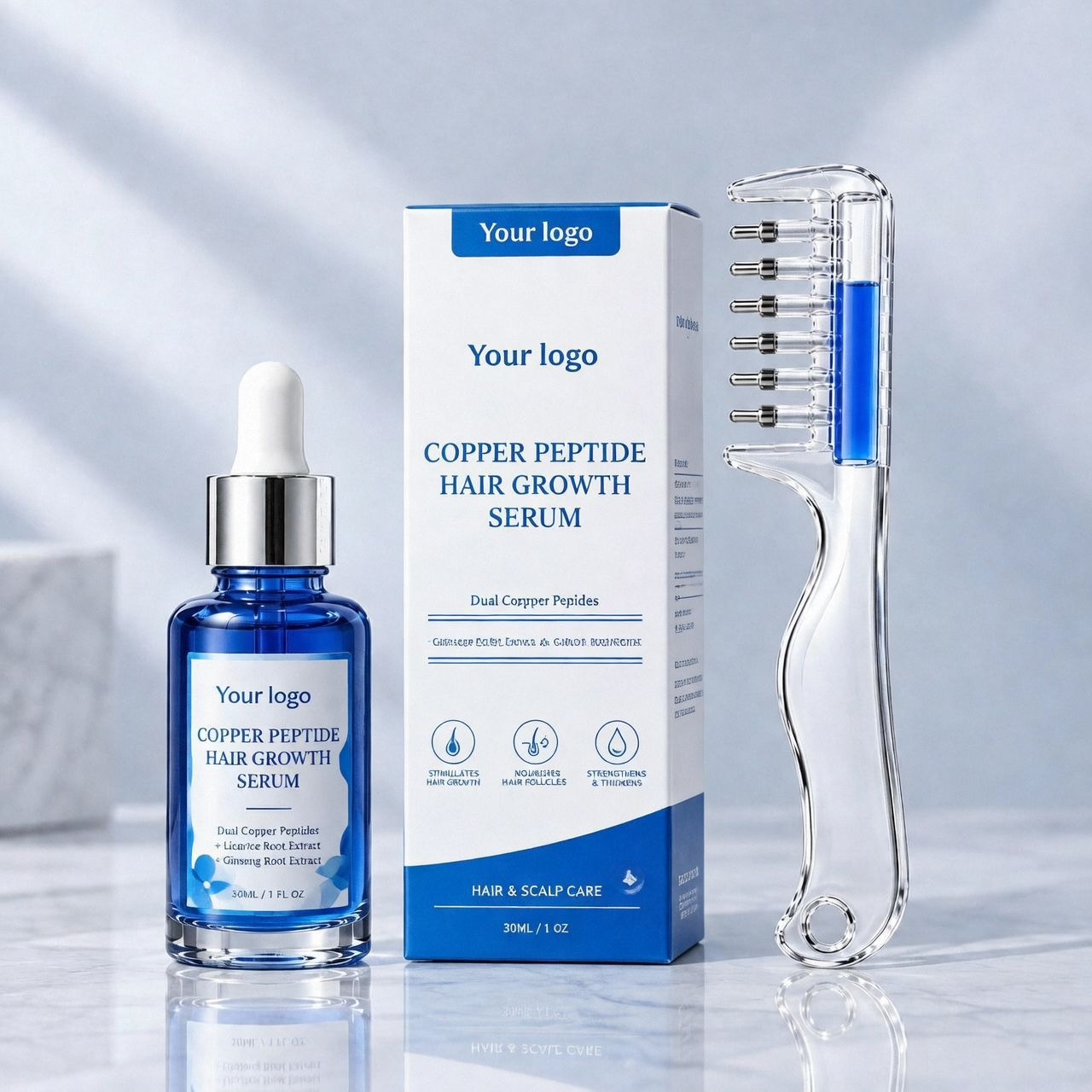 تصویر محصول: 跨境定制蓝铜钛头皮护理精华液copper peptide hair growth serum